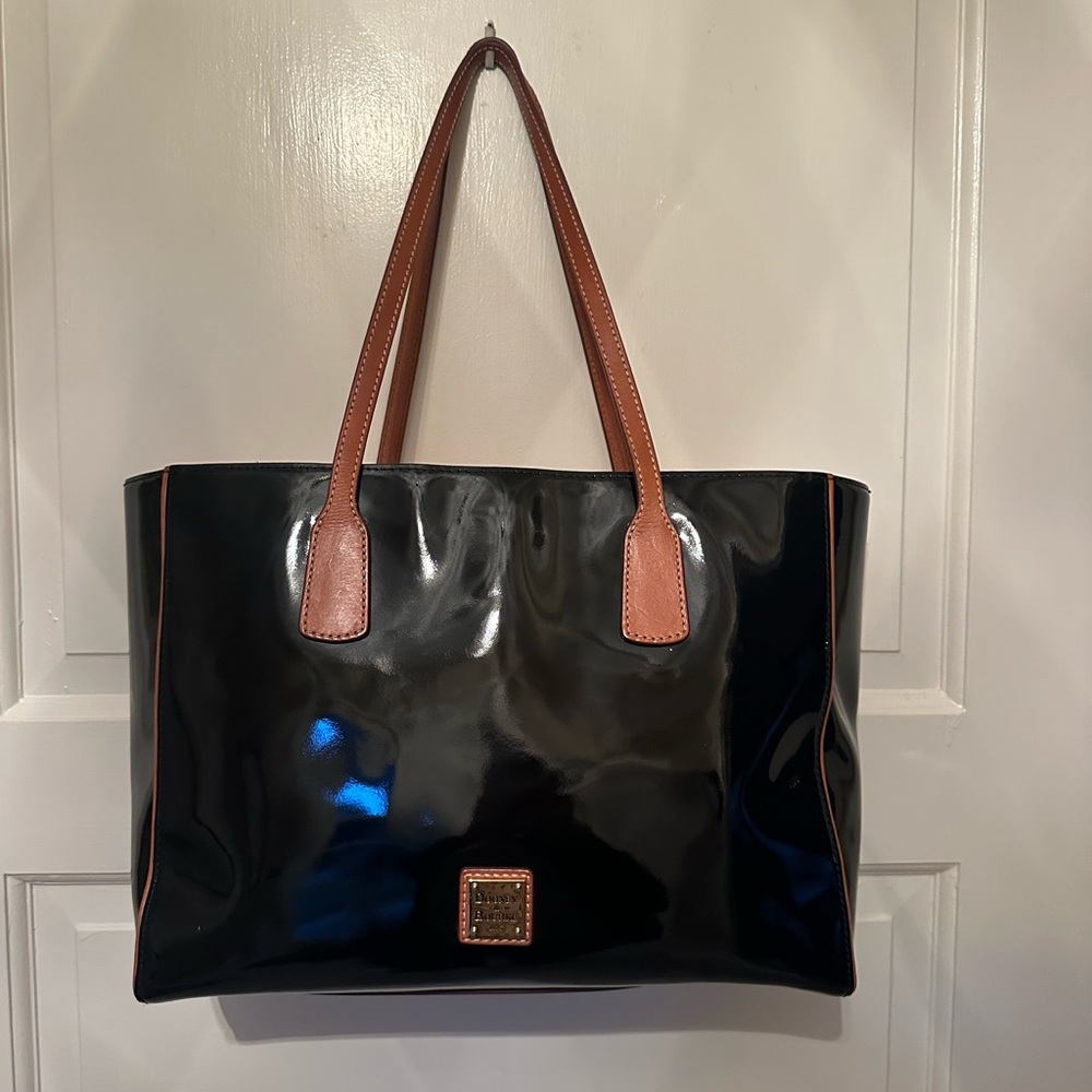 Dooney & Bourke Black Patent Leather Tote Bag